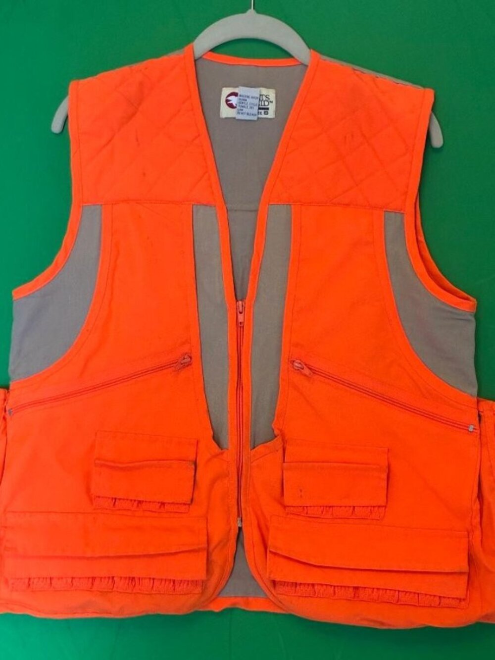 Vtg SPORTS AFIELD Upland Orange Hunting Vest sz S Field Utility Game Pockets